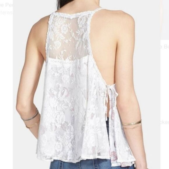Free People Miss Mackenzie Side Tie Lace  Tank Top Size Medium - Picture 3 of 13